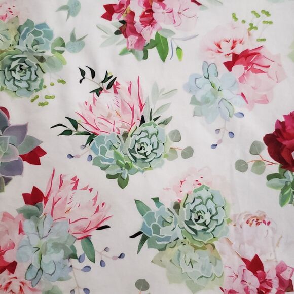 Sugar Bee Womens Sz XL Pajama Shorts Set Pink Succulent Button Front - Picture 13 of 16